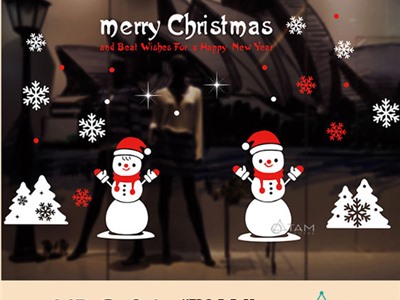 Decal dán kính trang trí Noel loại không keo XMAS-XDC-04